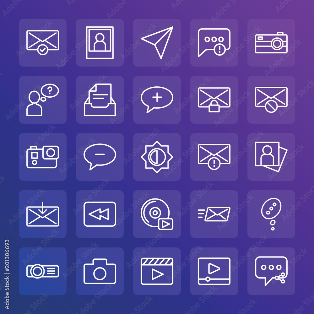 Modern Simple Set of chat and messenger, video, photos, email Vector outline Icons. ..Contains such Icons as select, choose, vector and more on gradient background. Fully Editable. Pixel Perfect. Modern Simple Set of chat and messenger, video, photos, email Vector outline Icons. ..Contains such Icons as select, choose, vector and more on gradient background. Fully Editable. Pixel Perfect.