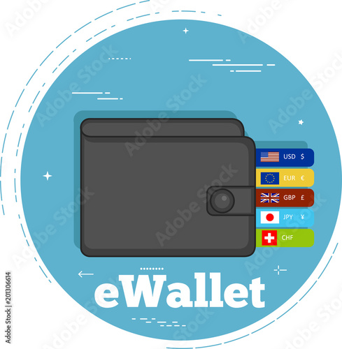 eWallet concept in line art style