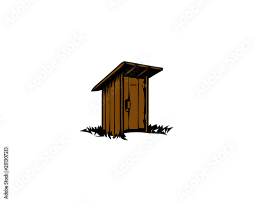 Rustic wooden toilet. Old traditional wc.