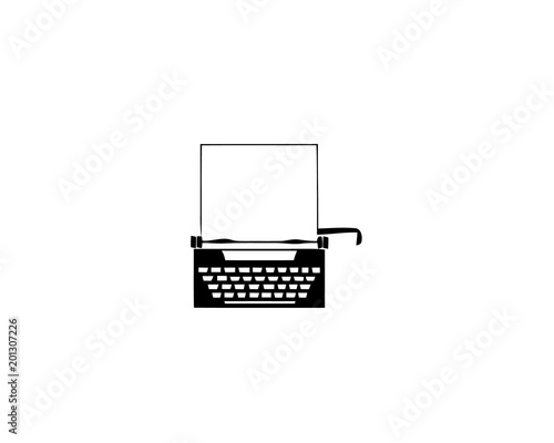 Old typewriter, a vintage machine, a typewriter for typing text, and paper.