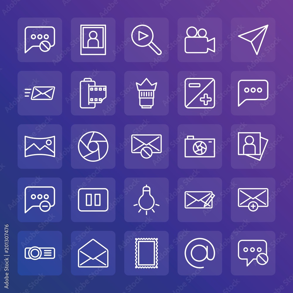 Modern Simple Set of chat and messenger, video, photos, email Vector outline Icons. ..Contains such Icons as vector, letter, media and more on gradient background. Fully Editable. Pixel Perfect. Modern Simple Set of chat and messenger, video, photos, email Vector outline Icons. ..Contains such Icons as vector, letter, media and more on gradient background. Fully Editable. Pixel Perfect.