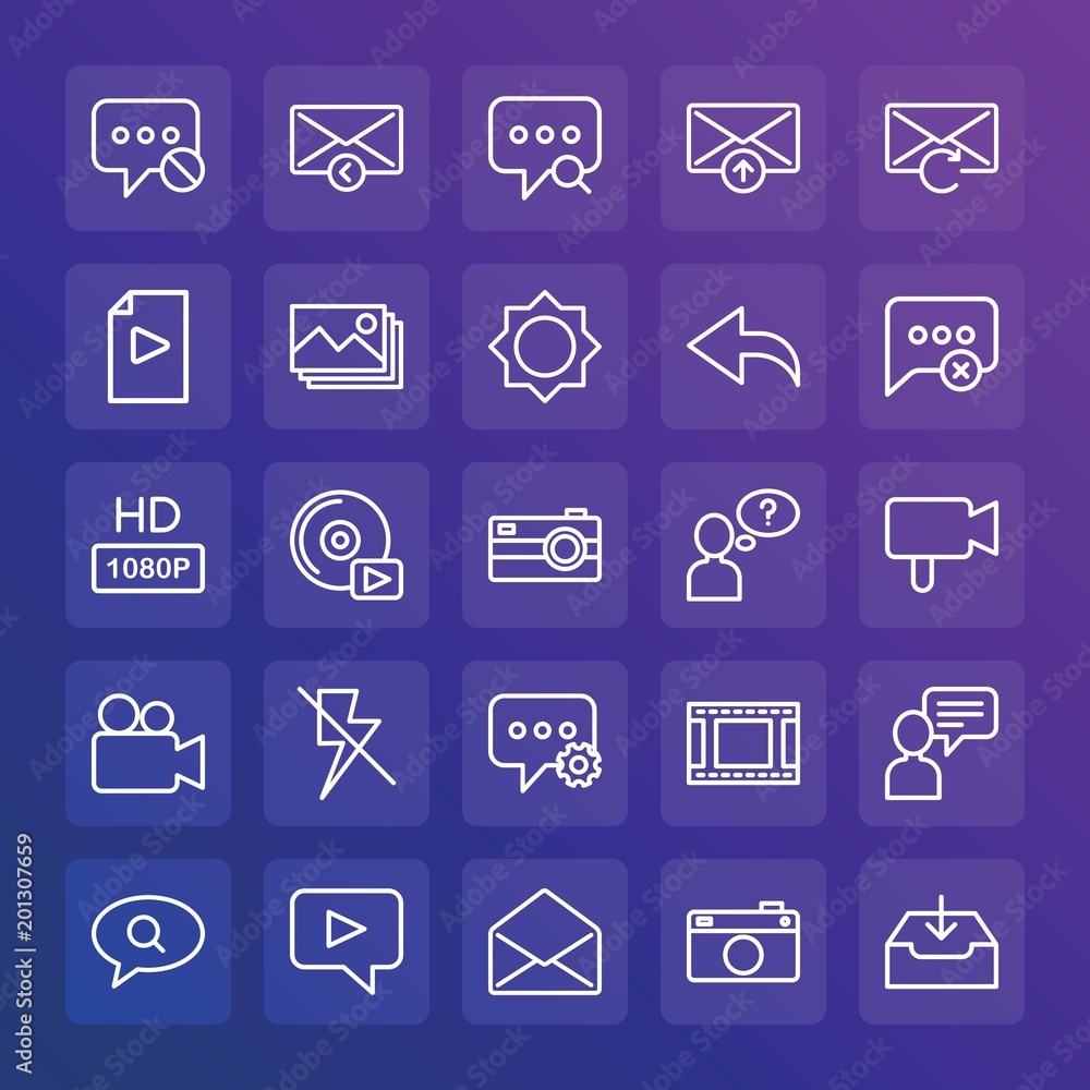 Modern Simple Set of chat and messenger, video, photos, email Vector outline Icons. ..Contains such Icons as vector, background, icon and more on gradient background. Fully Editable. Pixel Perfect. Modern Simple Set of chat and messenger, video, photos, email Vector outline Icons. ..Contains such Icons as vector, background, icon and more on gradient background. Fully Editable. Pixel Perfect.