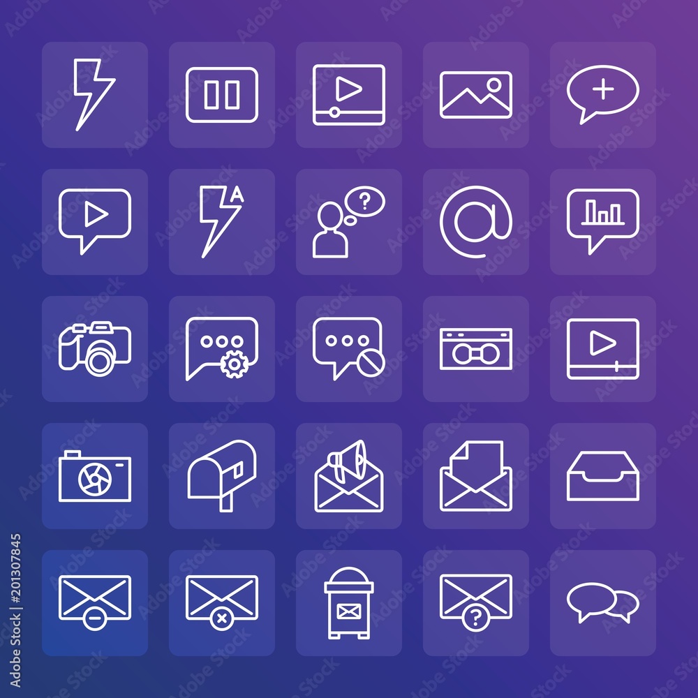 Modern Simple Set of chat and messenger, video, photos, email Vector outline Icons. ..Contains such Icons as cellular, open, media and more on gradient background. Fully Editable. Pixel Perfect. Modern Simple Set of chat and messenger, video, photos, email Vector outline Icons. ..Contains such Icons as cellular, open, media and more on gradient background. Fully Editable. Pixel Perfect.