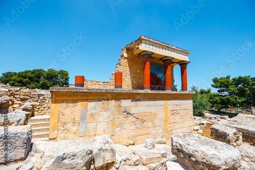 Detail of ancient ruins of famous Minoan palace of Knosos, Crete Island, greece