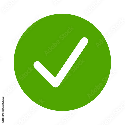 Green check circle, done or complete flat vector icon for apps and websites photo