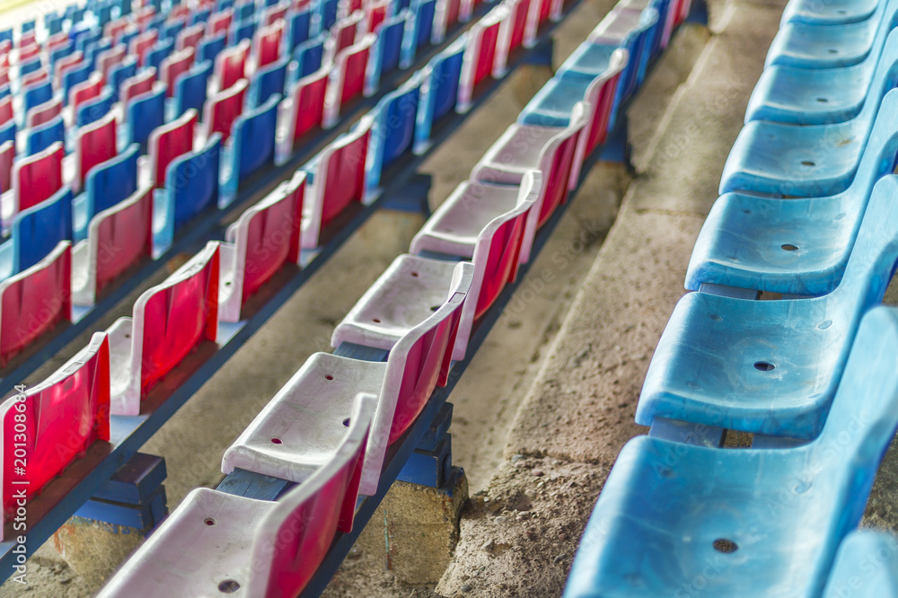 Fototapeta premium Seats for spectators at a sports ground