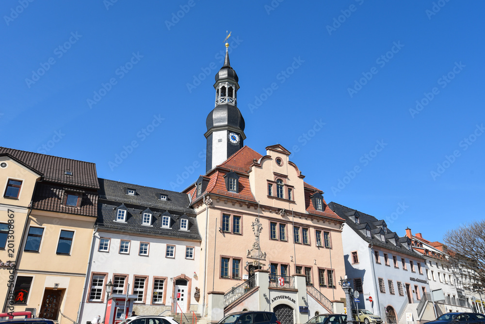 Waldenburg Saxony spring market town hall architecture