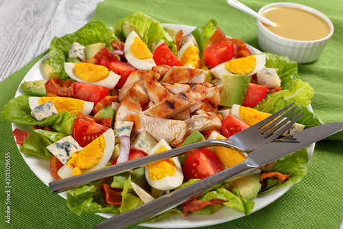 american cobb salad, close-up, top view