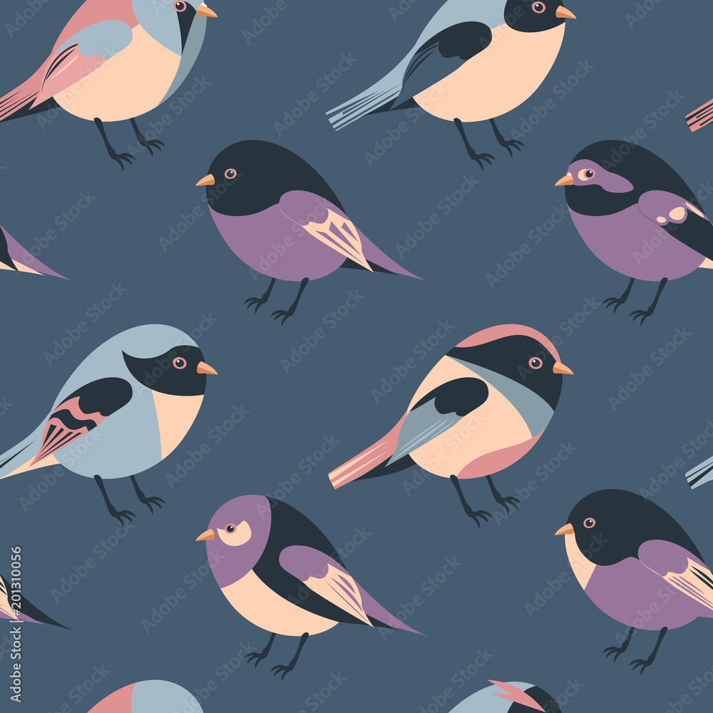 Fototapeta premium cartoon feathered and winged birds seamless background
