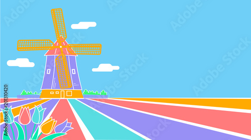 flat Rural summer landscape Holland