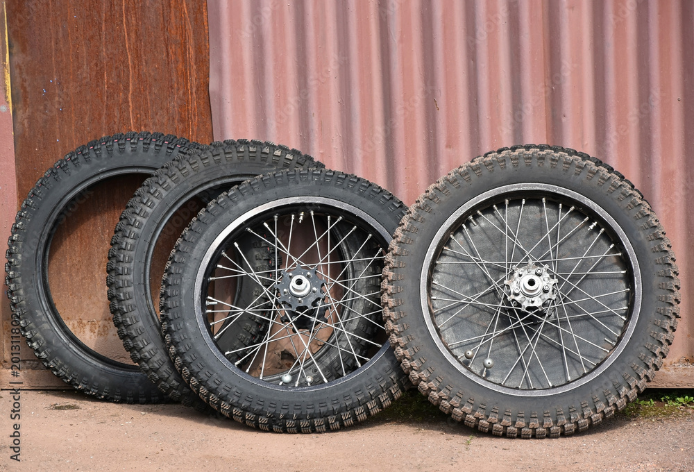 Naklejka premium New tires of speedway motorbikes