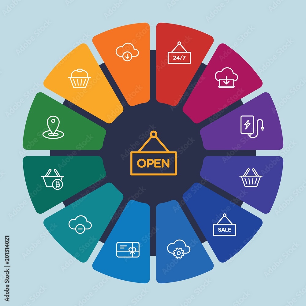 cloud and networking, chat and messenger, mobile, shopping Infographic Circle outline Icons Set. Contains such Icons as clock, technology, clouds, handle and more. Fully Editable. Pixel Perfect cloud and networking, chat and messenger, mobile, shopping Infographic Circle outline Icons Set. Contains such Icons as clock, technology, clouds, handle and more. Fully Editable. Pixel Perfect