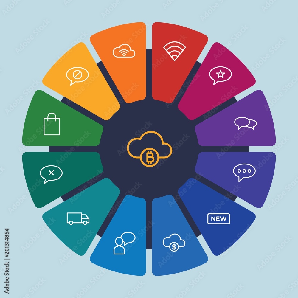cloud and networking, chat and messenger, mobile, shopping Infographic Circle outline Icons Set. Contains such Icons as investment, line, cloud, white, sms and more. Fully Editable. Pixel Perfect cloud and networking, chat and messenger, mobile, shopping Infographic Circle outline Icons Set. Contains such Icons as investment, line, cloud, white, sms and more. Fully Editable. Pixel Perfect