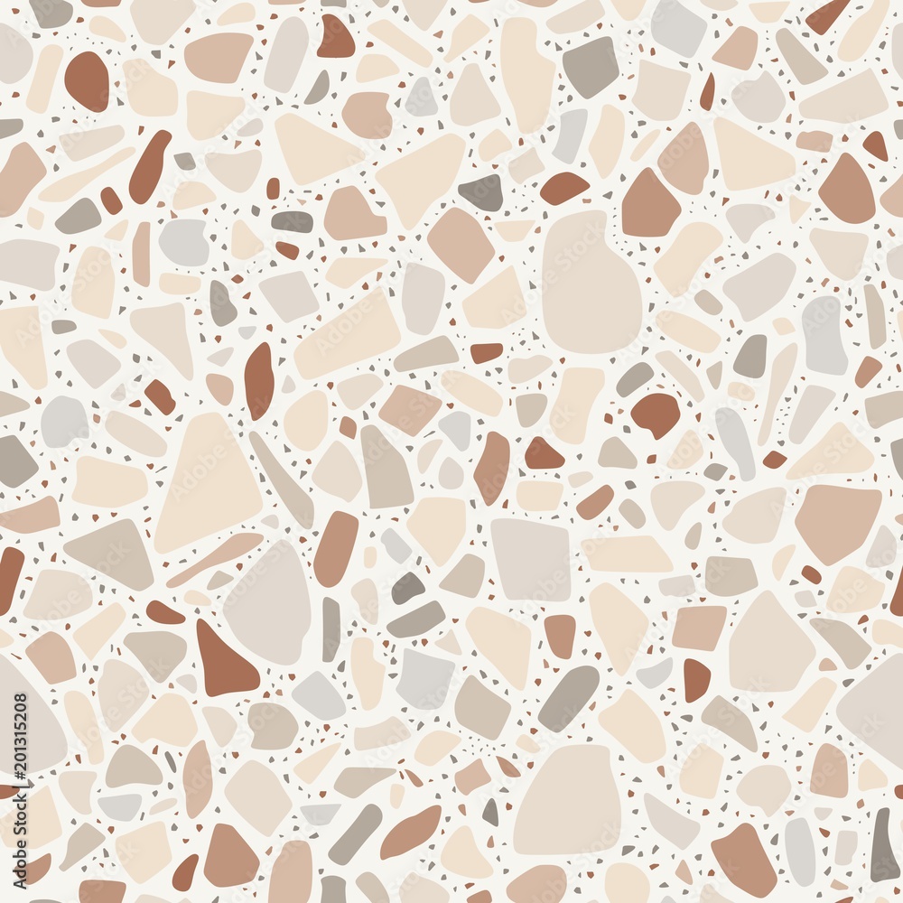 Fototapeta premium Terrazzo style. Seamless abstract pattern. Stone floor texture. Vector background.
