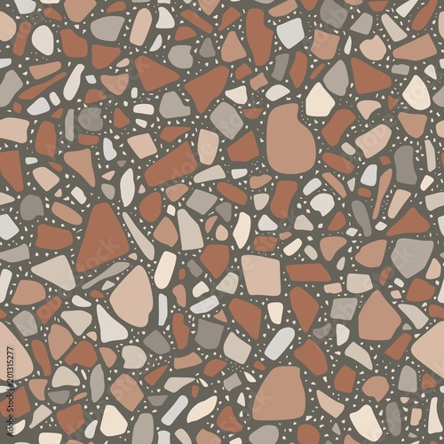 Terrazzo style. Trendy seamless abstract pattern. Stone floor texture. Paving. Vector background.