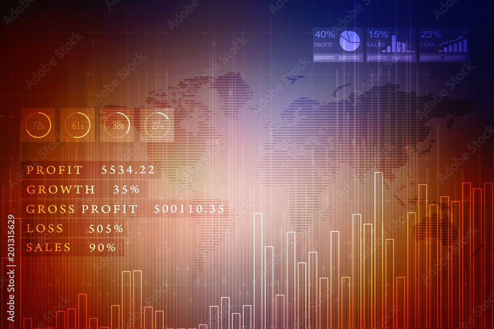 2d rendering Stock market online business concept. business Graph 