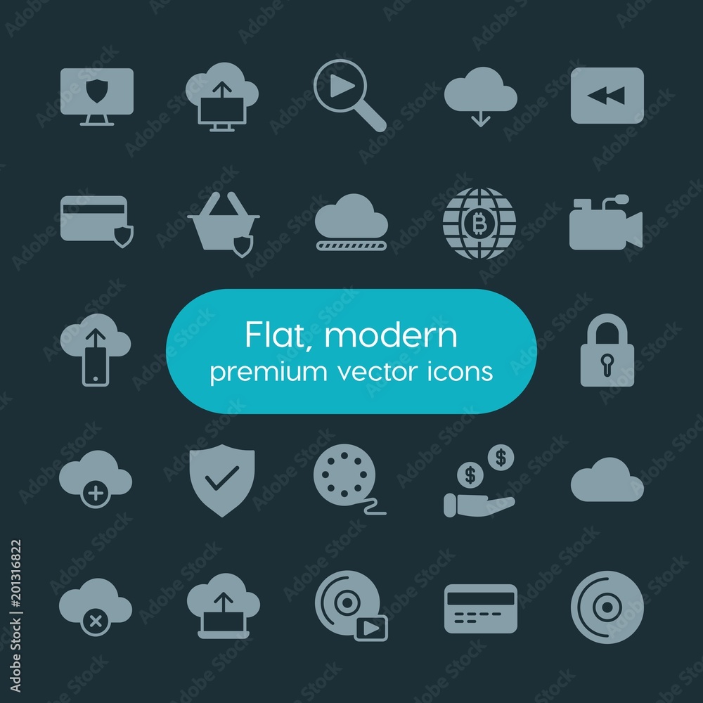 Modern Simple Set of money, cloud and networking, security, video Vector fill Icons. ..Contains such Icons as player, plastic, white, sky and more on dark background. Fully Editable. Pixel Perfect. Modern Simple Set of money, cloud and networking, security, video Vector fill Icons. ..Contains such Icons as player, plastic, white, sky and more on dark background. Fully Editable. Pixel Perfect.