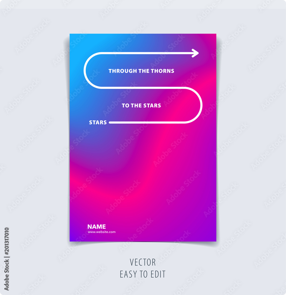 Abstract colourful graphic design of brochure in fluid liquid style with blurred smooth background.