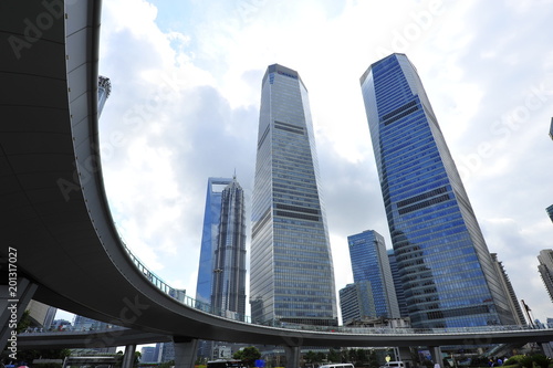 In 2015 in Shanghai, China, on September 24th world financial center skyscrapers in lujiazui group.