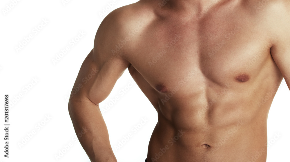 Muscular torso of bodybuilder