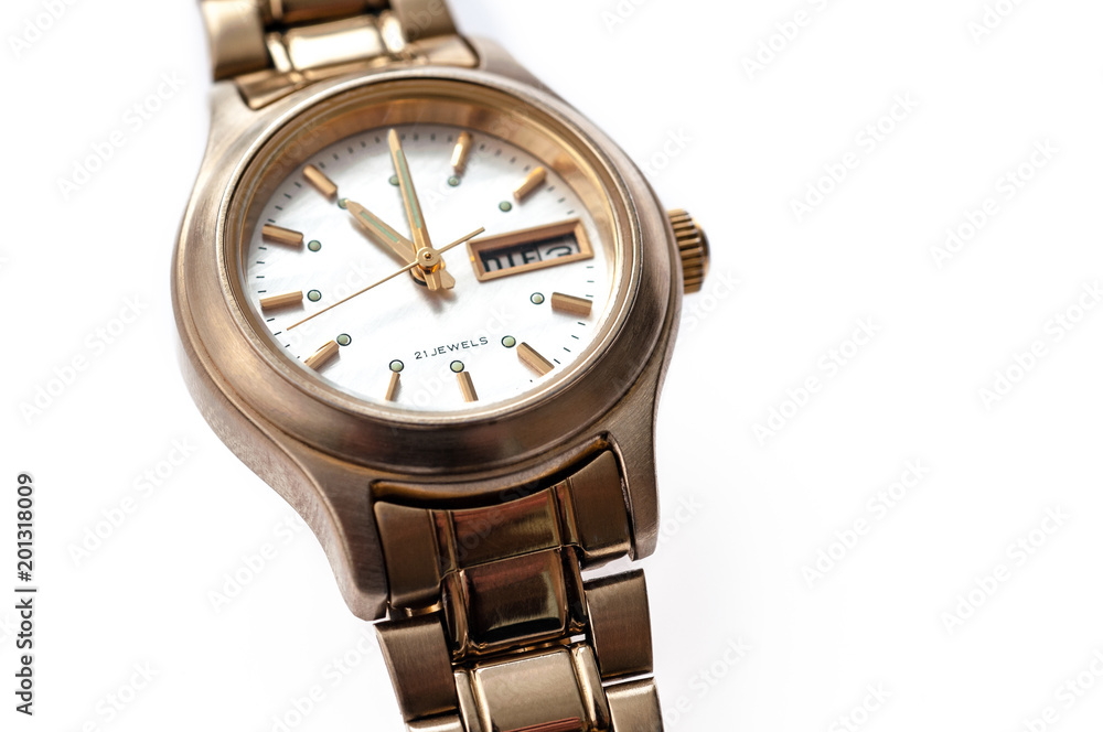 Classic design wristwatch on white background Classic design wristwatch on white background