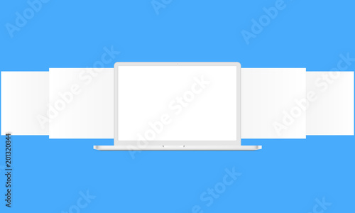 Laptop with blank wireframing screens. Web-design concept - screen mockup to create and showcase your web site design. Vector illustration