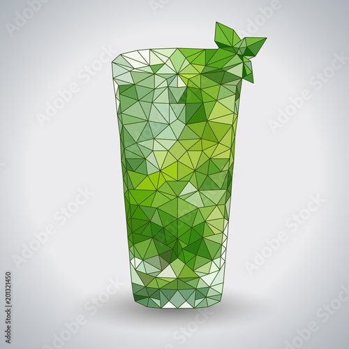 Abstract polygonal tirangle cocktail mojito. Hipster cocktail menu