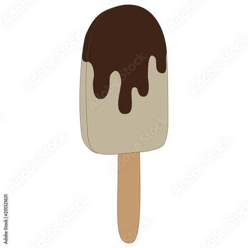 Ice cream in chocolate on a stick. Vector illustration