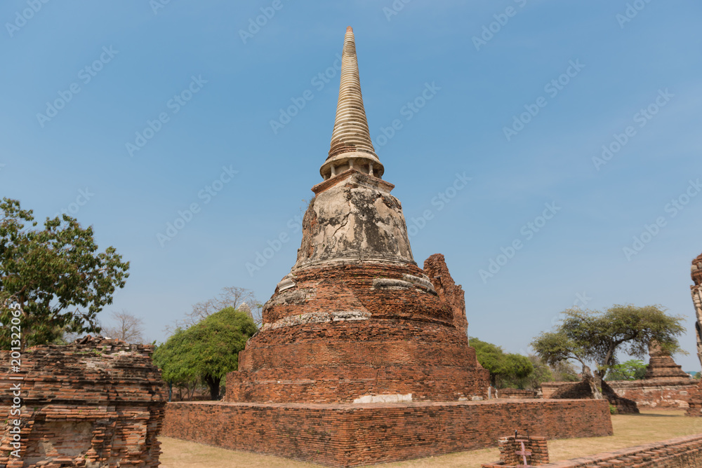 Wat Mahathat temple at Ayutthaya Historical Park, Thailand. A UNESCO world heritage site