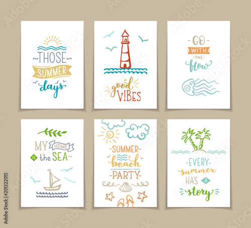 Set of 6 pre-made sea   ocean greeting cards.