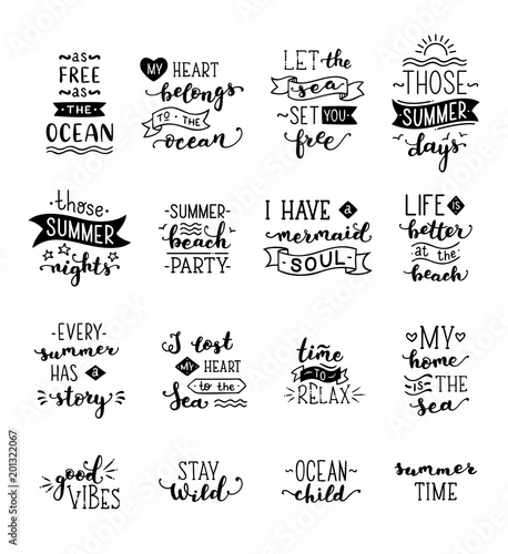 Vector hand-drawn lettering on sea / ocean theme.