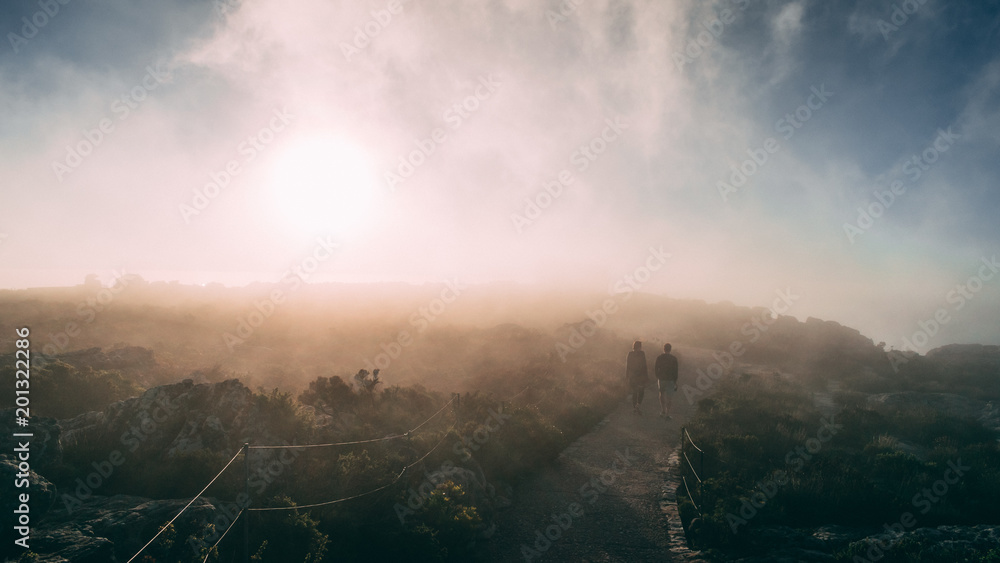 Fototapeta premium Cloudy View on top of Table Mountain, Capetown, South Africa