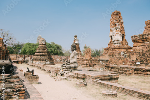 Wat Mahathat temple at Ayutthaya Historical Park  Thailand. A UNESCO world heritage site