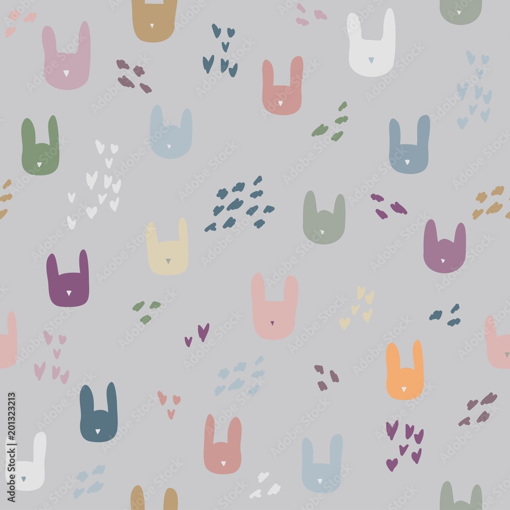 Funny cartoon seamless pattern with rabbits. Vector abstract illustration. Funny cartoon seamless pattern with rabbits. Vector abstract illustration.