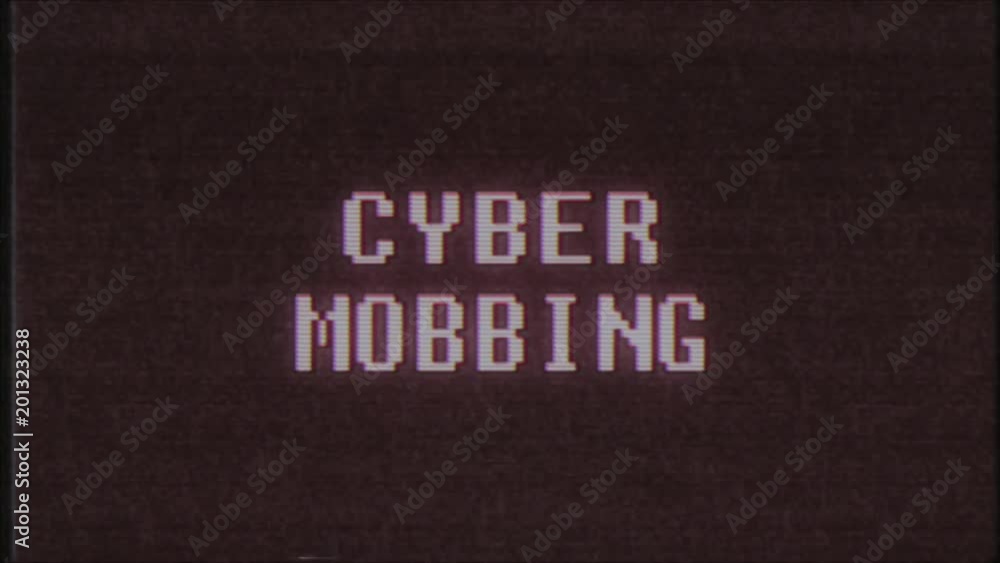 retro videogame CYBER MOBBING word text computer old tv glitch interference noise screen animation seamless loop New quality universal vintage motion dynamic animated background colorful video m retro videogame CYBER MOBBING word text computer old tv glitch interference noise screen animation seamless loop New quality universal vintage motion dynamic animated background colorful video m