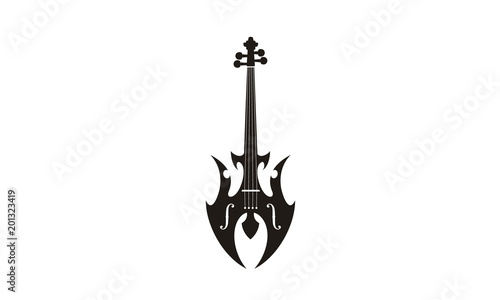 Violin Viola Fiddle Cello bass music instrument logo design inspiration