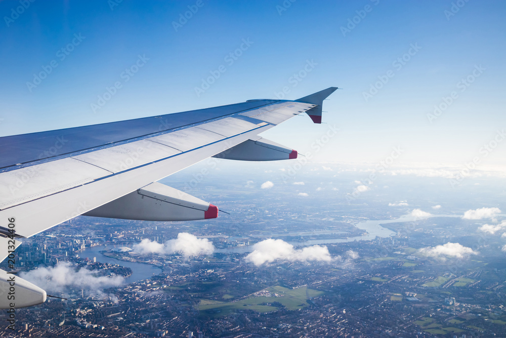 View from the airplane over london city and river themse View from the airplane over london city and river themse