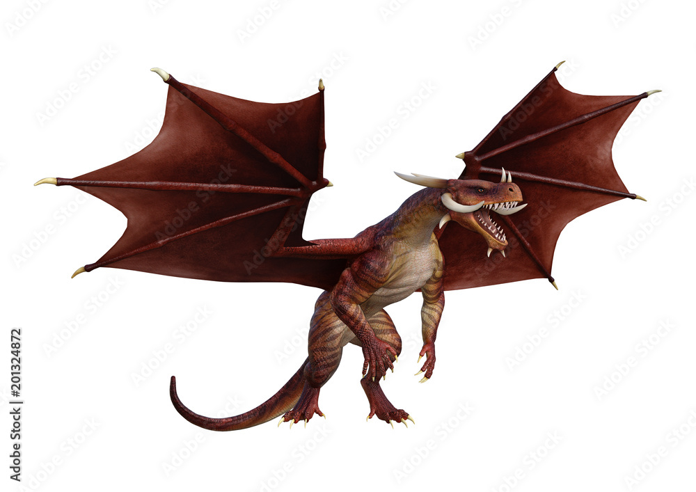 Fototapeta premium 3D Rendering Fairy Tale Dragon on White