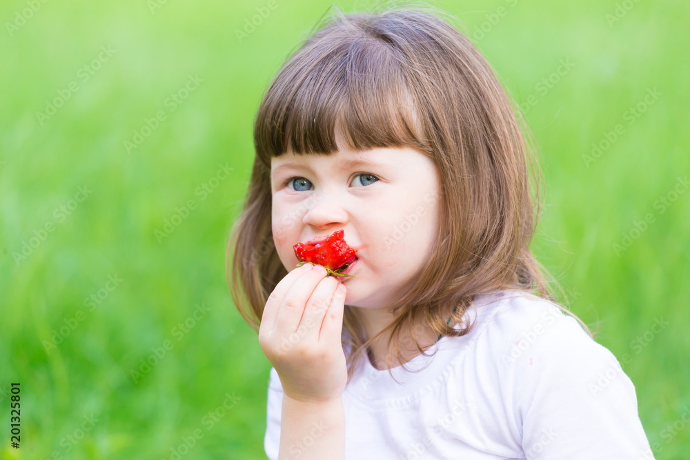 face, strawberry eating, serious, close up face, strawberry eating, serious, close up