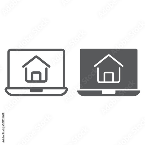 Online house shopping line and glyph icon  real estate and home  search sign vector graphics  a linear pattern on a white background  eps 10.