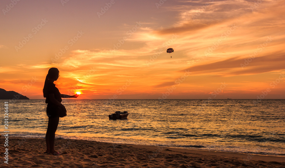 Stunning Sunset in Penang Beach Malaysia