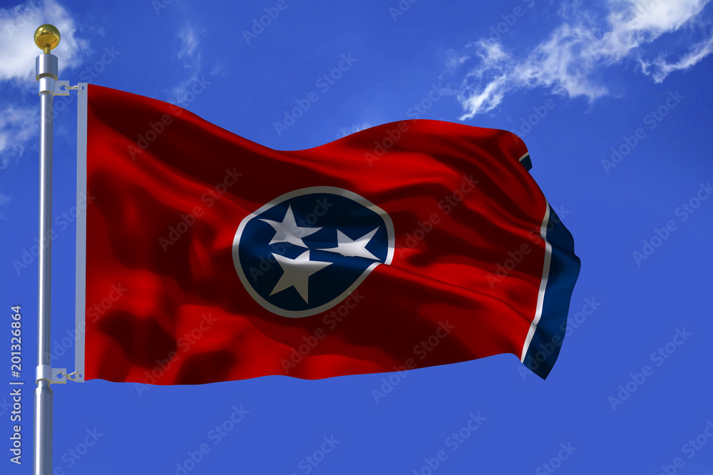 Silk waving flag of Tennessee state. 3d illustration. Silk waving flag of Tennessee state. 3d illustration.