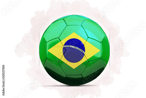 Digital Artwork sketch of a Soccer ball with team flag. Brazil  South America