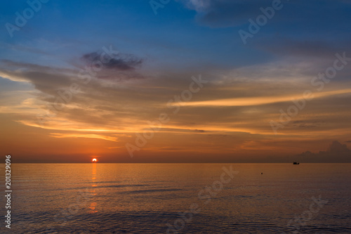Sunset at beautiful empty beach. Sunset Beach,  Koh Rong Samloem. Cambodia. © stockcrafter