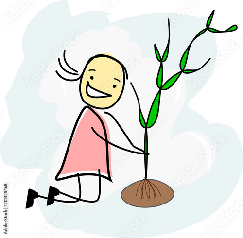 Kind pflanzt einen Baum