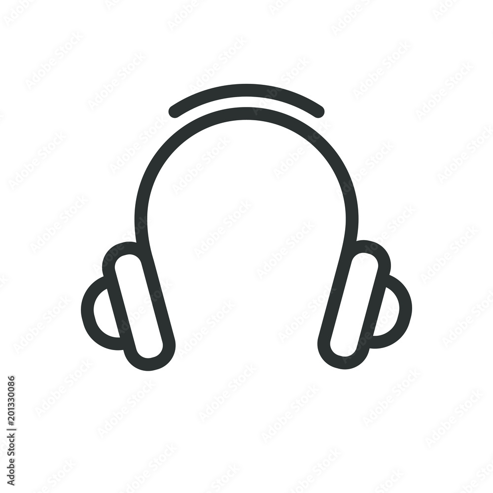 Black and white linear headphone icon Black and white linear headphone icon