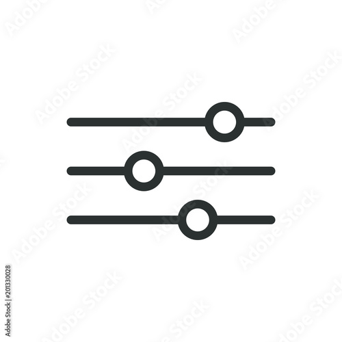 Black and white simple vector line art icon of horizontal adjustment knobs