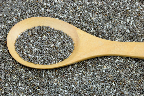 chia seed in wood spoon