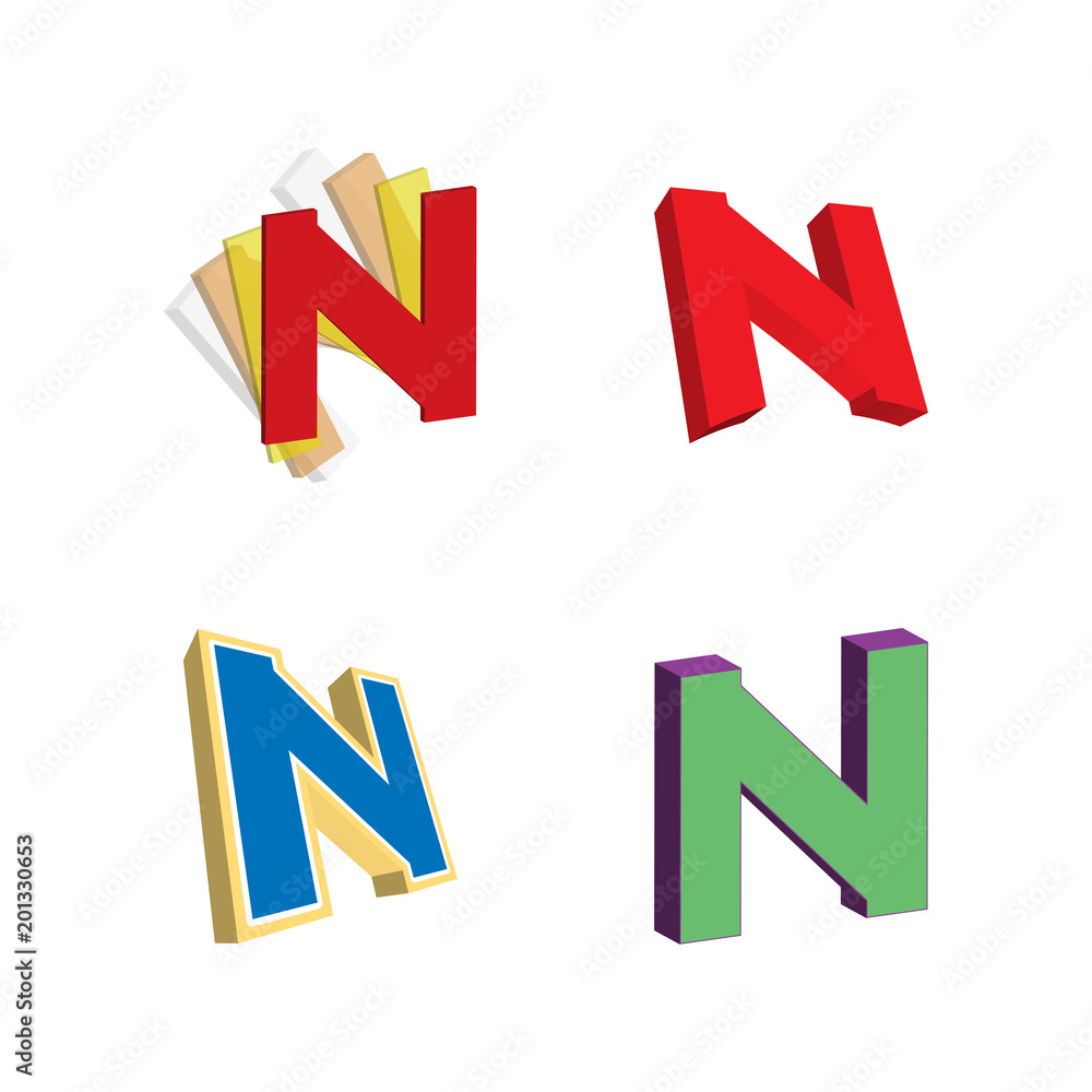 Fototapeta premium 3d letter n initial logo icon template vector
