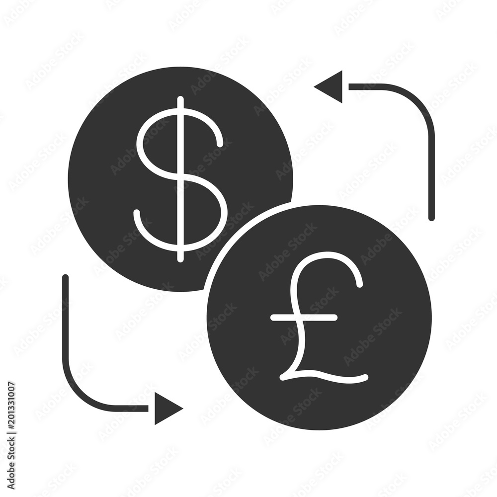 Dollar and British pound currency exchange glyph icon Dollar and British pound currency exchange glyph icon